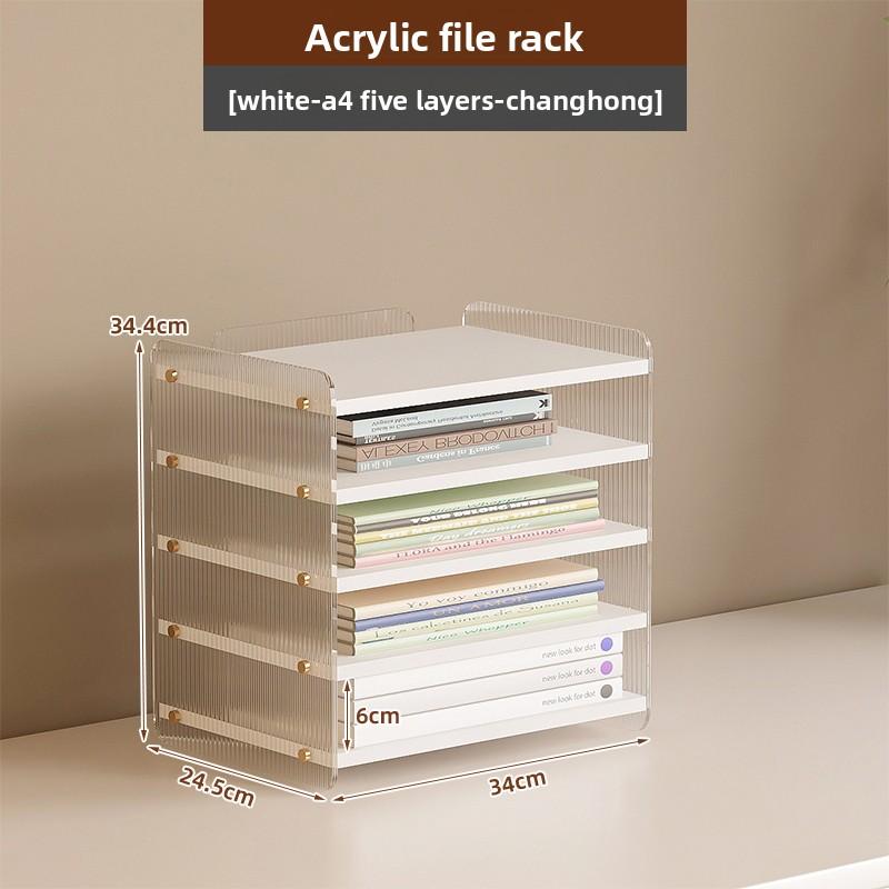 Modern Clear Acrylic Desktop Organizer Set Transparent Multipurpose File Holder Office Supply Storage Box Desk Shelf Display