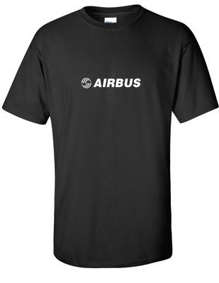 Airbus White Logo European Aviation Defense Airlines Black Cotton T-Shirt