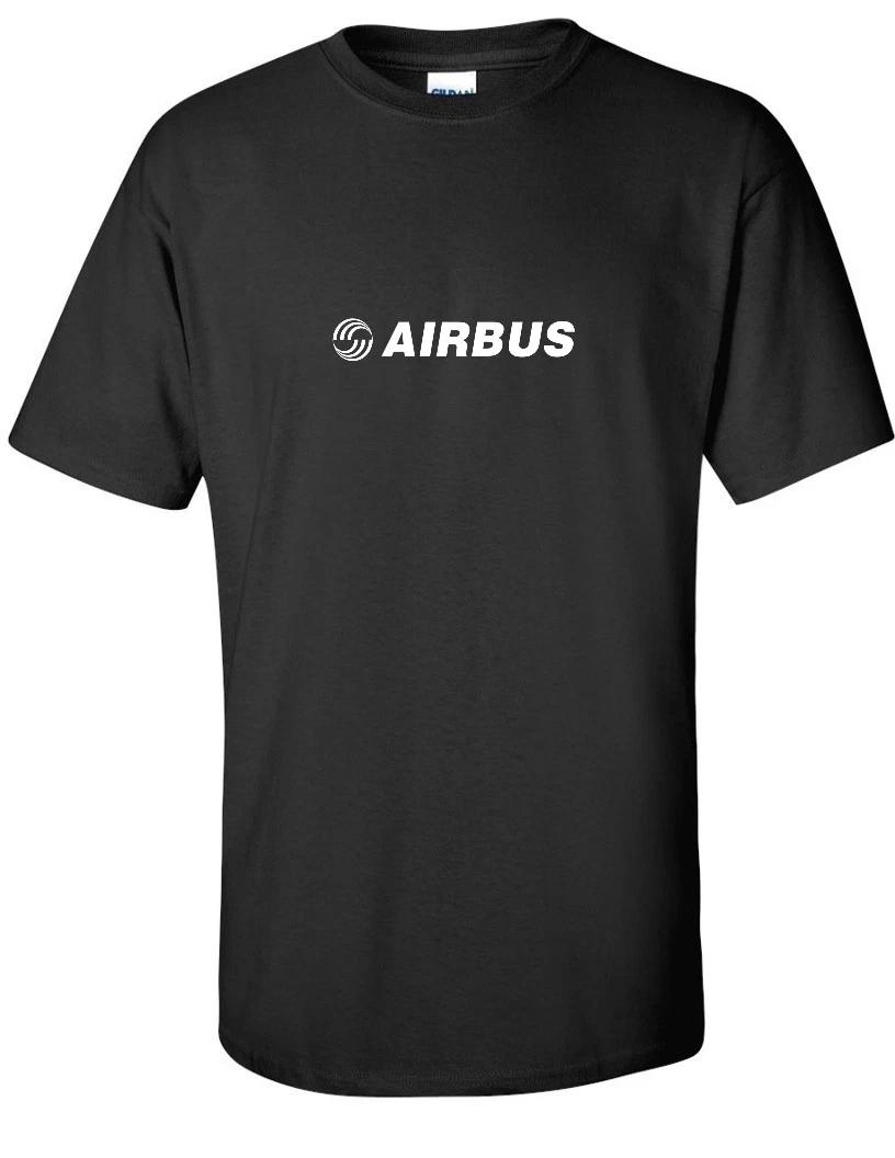 Хлопковая футболка с белым логотипом Airbus, европейской авиации, обороны, авиалиний, черного цвета 4XL