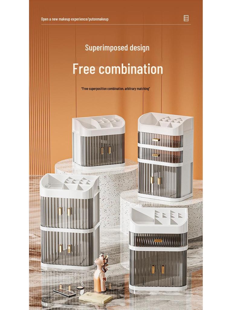 Luksusowy Organizer do Pielęgnacji Skóry z Wyższej Półki: Pojemne pudełko do przechowywania kosmetyków z szufladą na waciki