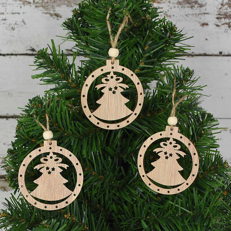 3 Stück Vintage Weihnachten Holzanhänger Ornamente DIY Holzhandwerk Weihnachtsdekorationen Weihnachtsbaum Hängeornamente Geschenke