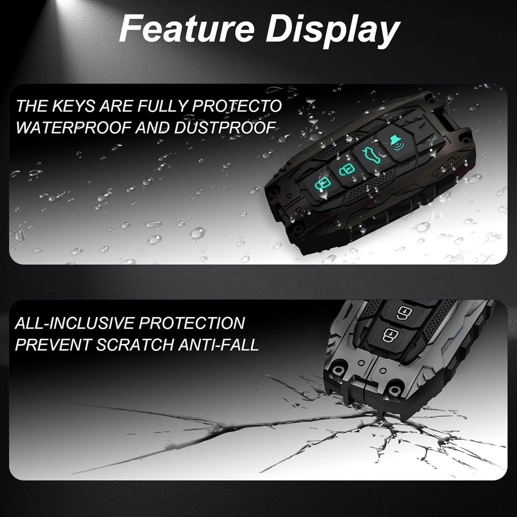 Metal Key Fob Cover Compatible With 2018- Toyota RAV4 Camry Corolla Avalon C-HR Prius GT86 Highlander Full Protection Key Case Shell 4 Keys Vacuum