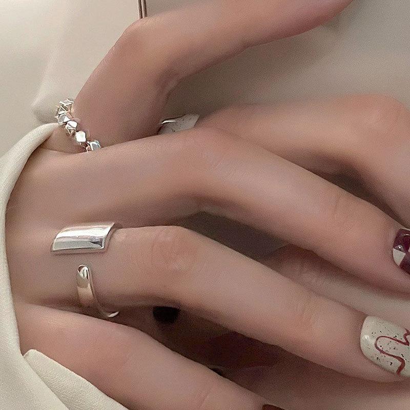 Korean Style Contemporary S925 Silver Open Ring With Sparkling Detail Women For