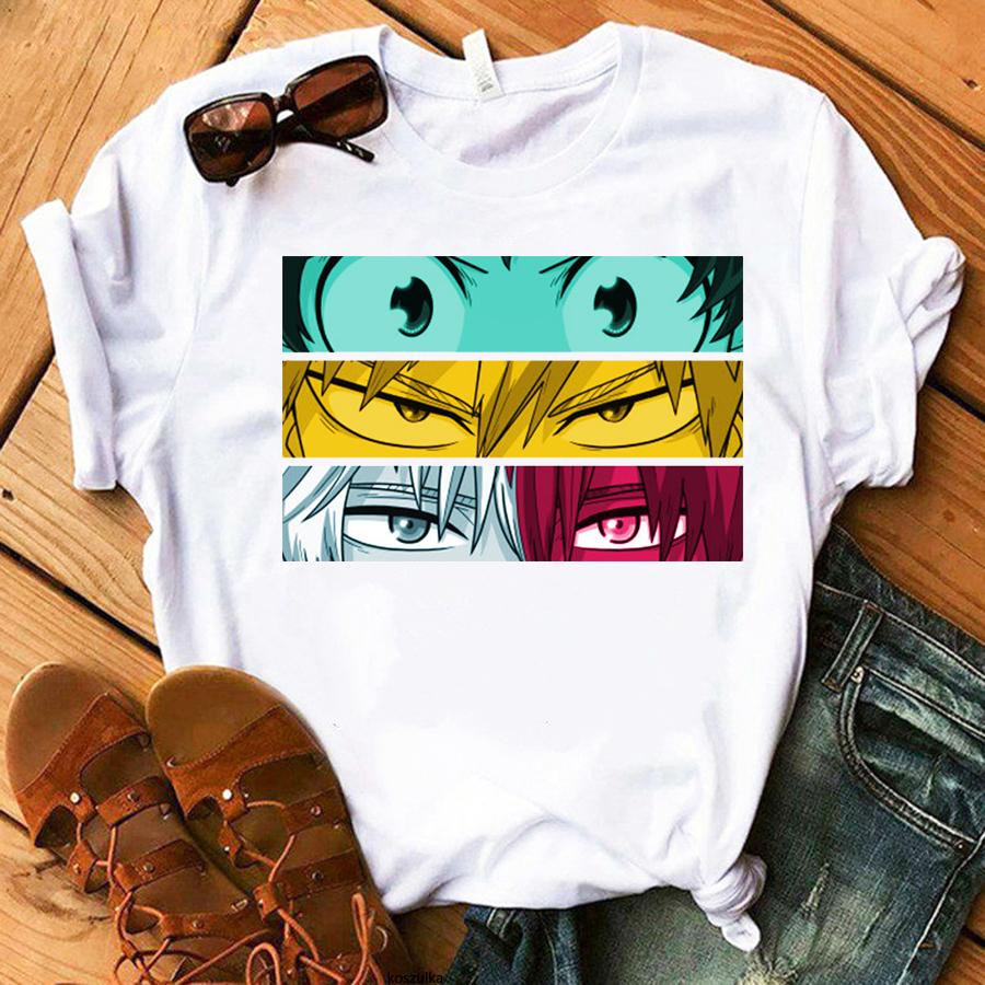 2026 New Funny Anime My Hero Academia Goth Print Unisex Soft Tshirt Basics Ocollar White Shirt Short Sleeve Tshirts Drop Ship