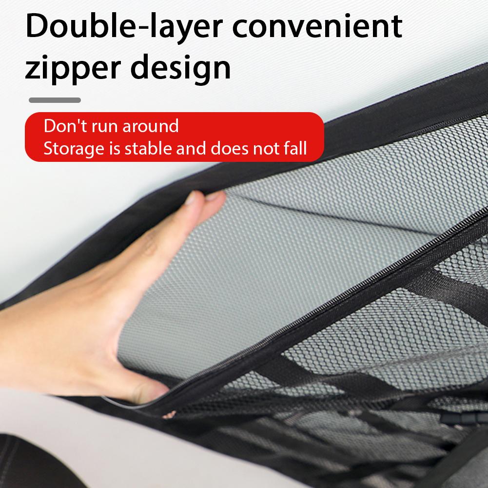 Universal Car Roof Storage Bag Mesh Organizer Net Large Capacity Car Ceiling Storage Net Pocket for Travel Camping