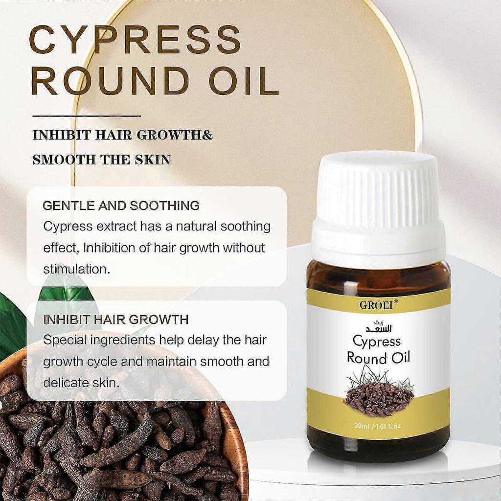 1-5x Cypress Round Oil for Hair Removal, Reduces Unwanted Hair Growth,Reducing Body Hair Growth 30ml