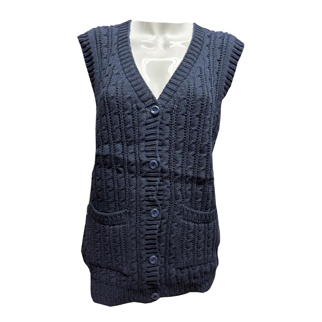 Ciciten Pocket Buttoned Daily Knitwear Women's Vest Mother's Vest