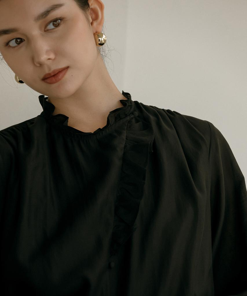 Meibeoyu Trimming Frill Blouse _ Black