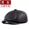 100% Real Leather Newsboy Cap & Beret, British Style Peaked Octagon Hat for Men and Women Unisex