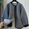 Coats for Women Winter Jacket Stripe Thickened Velvet Windbreaker Loose Casual Coat Top