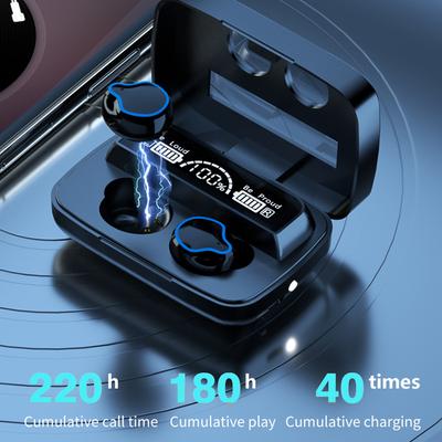 Fones de ouvido Bluetooth sem fio à prova d'água com microfone 9D Fones de ouvido estéreo com estojo de carregamento