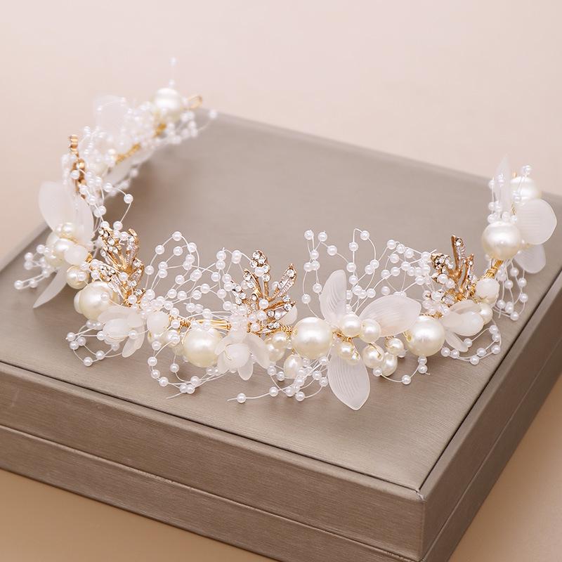 Pearl Flower Headband Bridal Headdress Wedding Crown Fashion The Wreath Bracelet Band Tiaras Crystal Headpiece Hair Jewelrys