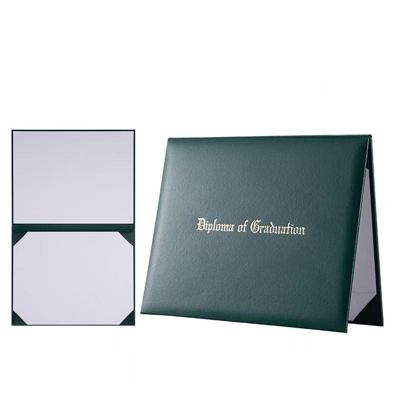 Custom Logo School A4 Blank PU Leather Diploma Cover with Gold/Silver Printing Certificate Diploma Certificate Cover Folder