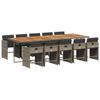 VidaXL 11pcs Garden Dining Set with Grey Cushions Poly Rattan 3277885