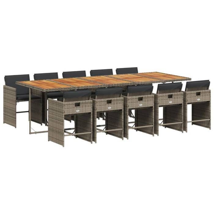 VidaXL Ensemble à manger de jardin 11pcs avec coussins gris poly rotin 3277885
