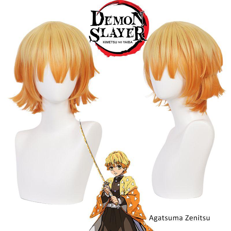 Agatsuma Zenitsu Demon Slayer Perücke Hitzebeständig Kurzes Haar Für Halloween