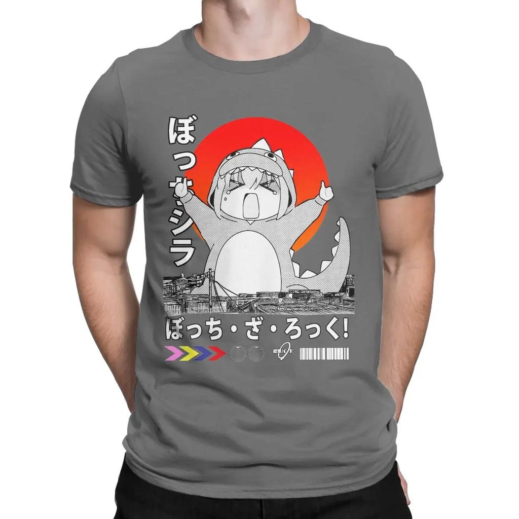 Men T-Shirts Kawaii Bocchi Kaiju Vintage Pure Cotton Tees Short Sleeve BOCCHI THE ROCK T Shirt Crewneck Tops Summer