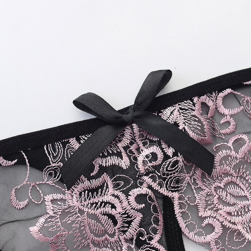 Calcinha sexy lingerie feminina virilha aberta g-string tanga bordado roupa interior feminina k83