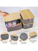 6-Piece Plastic Storage Basket With Bamboo Lid, Stackable Storage Basket Storage Box, Suitable For Home, Office, Game Room