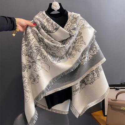 Winter Women Elegance Vintage Scarf Luxury Design Double Sided Cashmere Imitation Scarf Shawl Fashion Bufanda Echarpe Warm Scarf