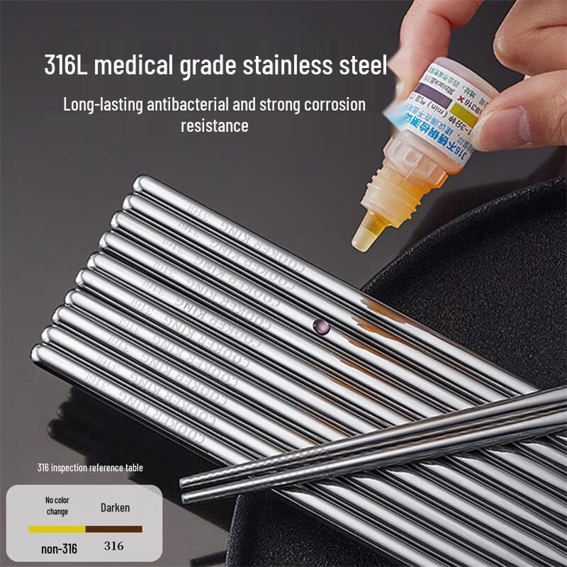 Chui Da Huang 316L Stainless Steel Anti-Slip Chopsticks