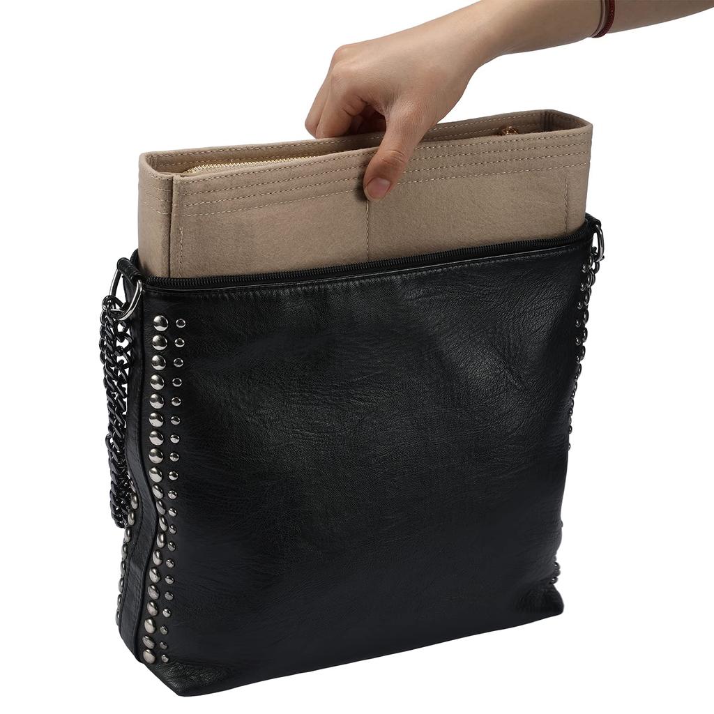 SHINGONE Horizontal Felt Suitable for Luxury Small Inner Bag for Women and Men Bag-in-Bag, Beige, Bags, Zippered, Size, Lightweight, Organized,