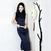 Blue sleeveless national style new Chinese Suzhou long cheongsam improved young women's high sense can be worn daily in summer