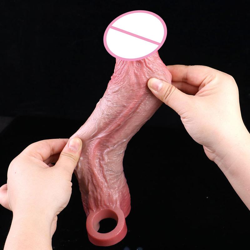 SXXY Skin Feeling Wireless Control Vibrating Penis Sleeve Cock Ring Girth Increase Sheath Extender Vaginal Anal G-Spot