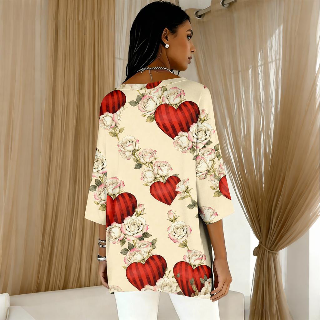 Damen 3/4-Ärmel Shirts Grafik-T-Shirts Shirts Lässige Basic-Tops Pullover