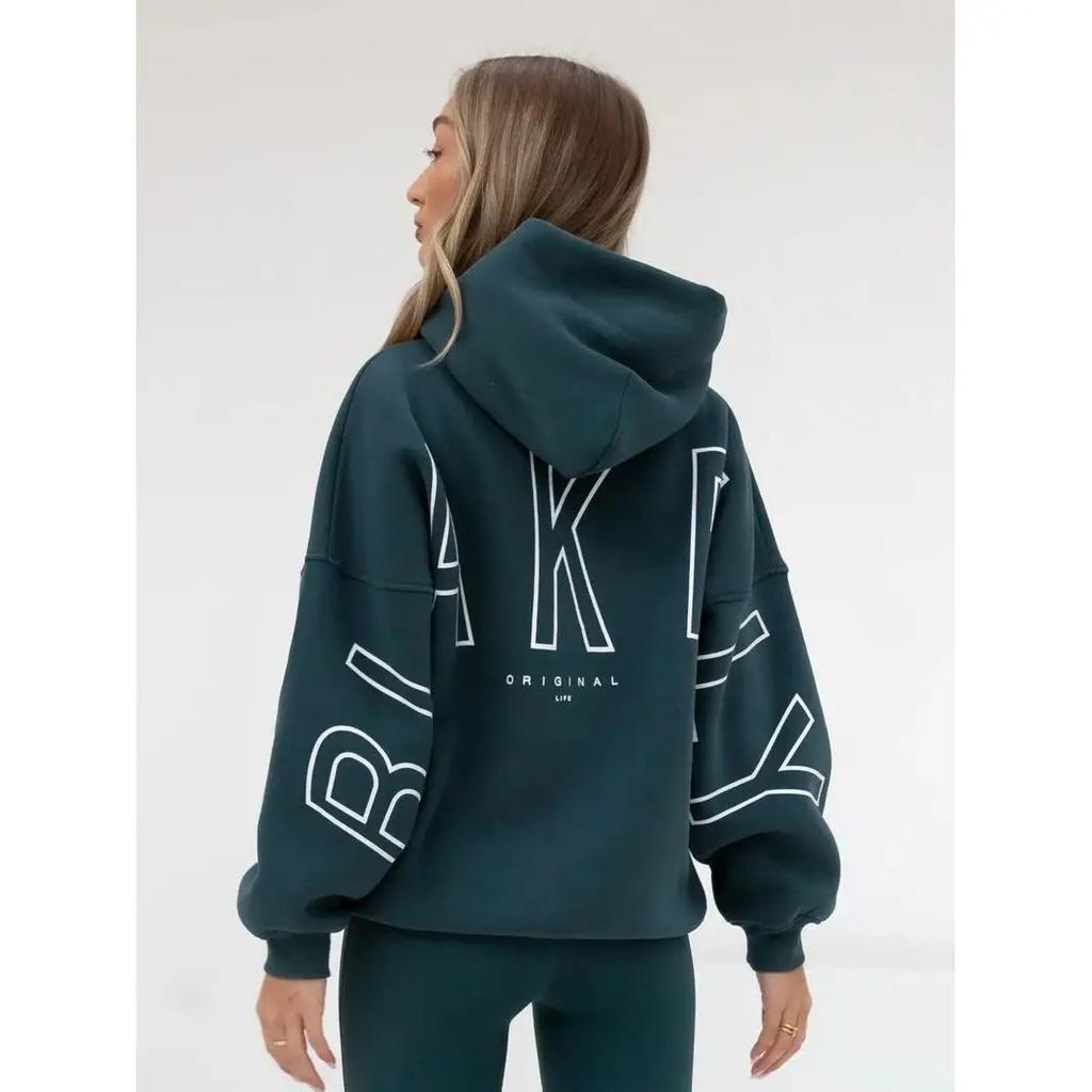 Dámské mikiny Černá s kapucí Pulovr Velký potisk písmen Volný střih Nové Pohodlné Ležérní Streetwear Minimalistický styl Denní nošení