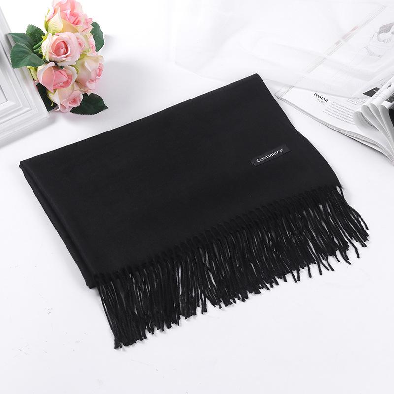 Solid color imitation cashmere scarf women's winter high-end sense versatile warm shawl men's scarf annual meeting red scarf