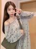 Women's Sheer Bow Print Long Sleeve Sun Protection Top - Spring/Summer Casual Cover-up