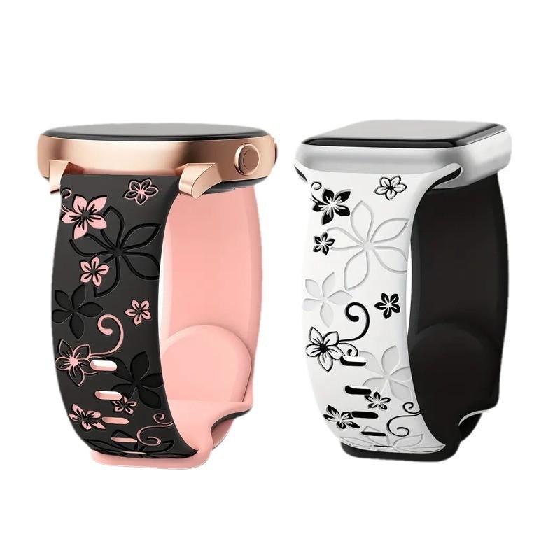 Bauhinia Floral Laser-Engraved Silicone Band for Apple Watch
