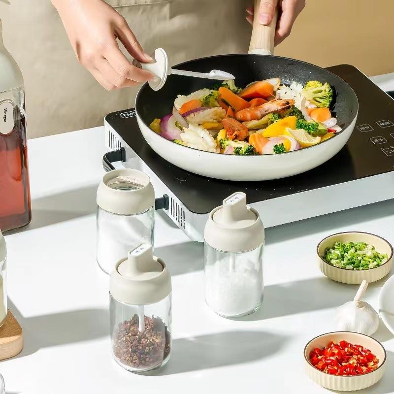 Kitchen Essential 250ML Oil Bottle with Lid and Spoon for Liquid Storage Dust-Proof Design 1PCS