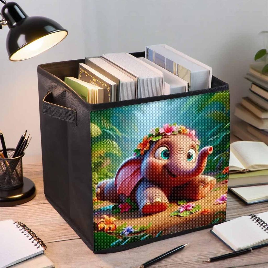 The Pink Elephant 5D Diamond Painting Storage Basket Full Round Drill Mosaic Diamond Embroidery Cross Stitch Kits Home Decor Home Decor