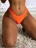 Women's Seamless Low-Waist Triangle Thong Swim Trunks - Breathable, Solid Color