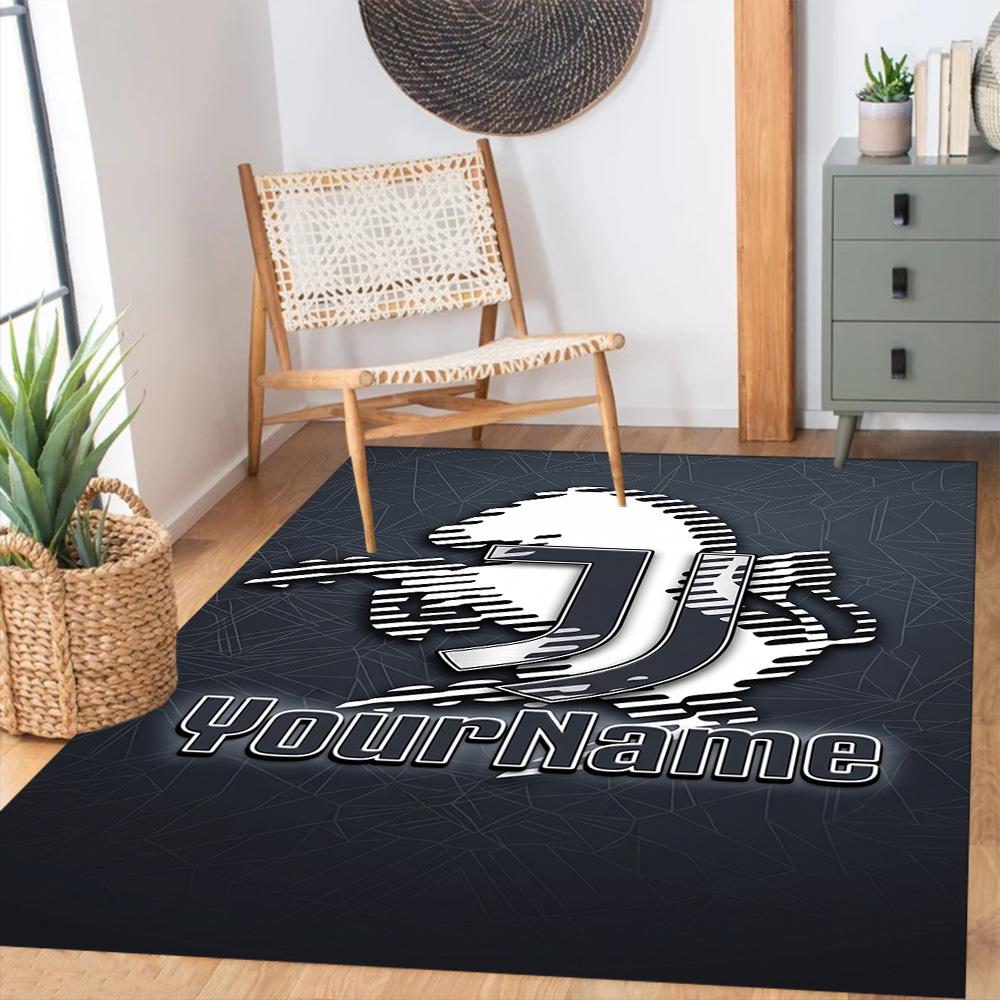 Juventus Customize Text Floor Rug Office Rug Suitable for Playrooms Dormitory Hallway Balcony Anti-slip Rug Office Home Decor Birthday/Christmas Gift