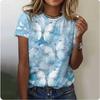 Women's Short Sleeved 3D Printed Top Holiday Weekend Basic Round Neck Regular Flower T Shirt