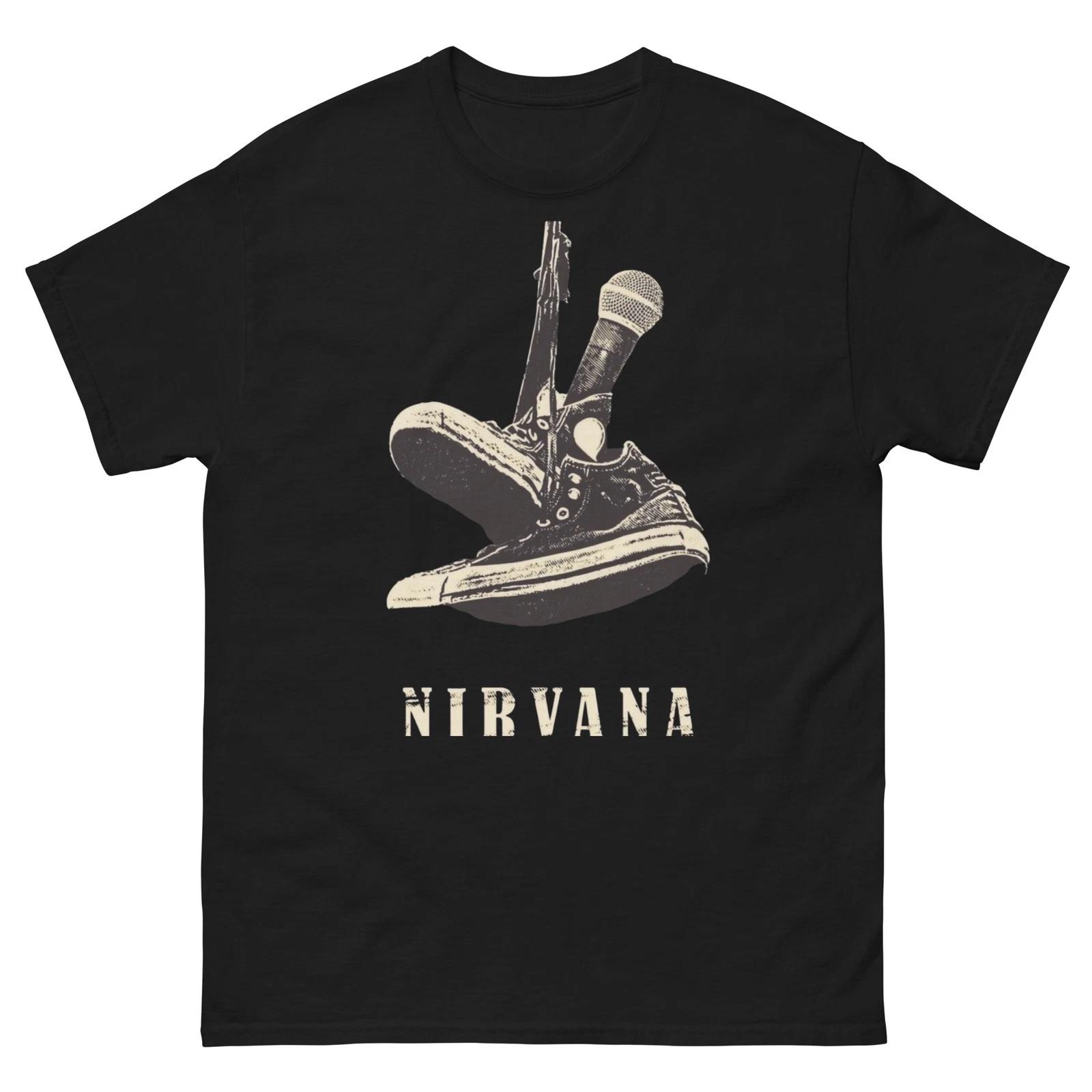 

Nirvana Shoe Microphone Shirt Vintage Grunge Tee Y2K Rock Graphic 4XL