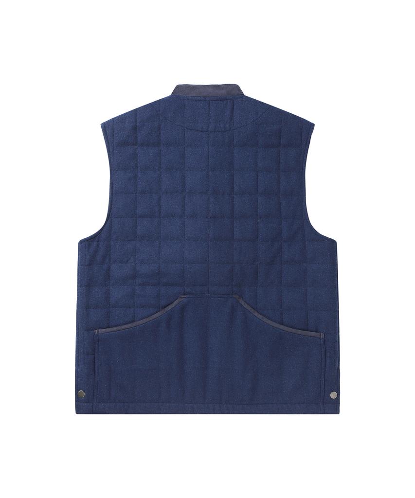 Solew Square Quilted Wool Vest_Navy