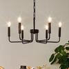 Chende Chandelier, Stylish Black, 6-Light, LED Compatible, E12 Pendant Light, Retro Ceiling Light, Interior Lighting Fixture, No Remote Control,