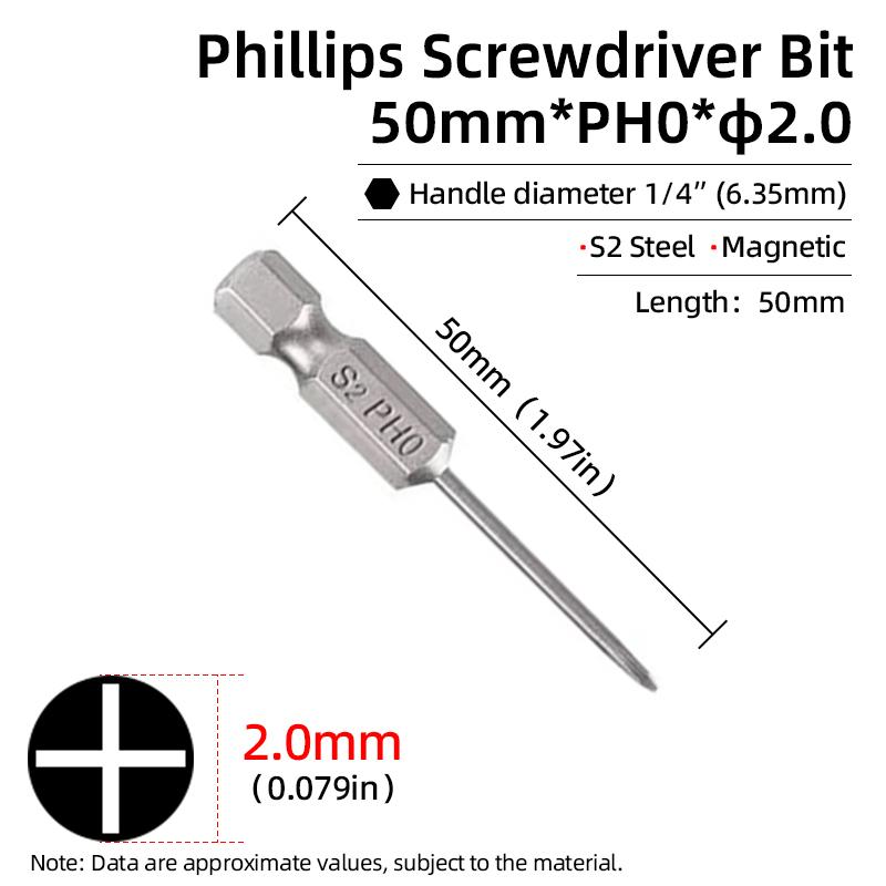 1PC Phillips-Schraubendreher-Bits Kreuzkopf Magnetische Schraubendreher PH00 PH1 PH2 S2 Legierter Stahl Sechskantschaft Handwerkzeuge 50/75/100/150mm