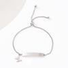 Adjustable Stainless Steel Bracelet with Laser Engraved Butterfly and Curved Plate