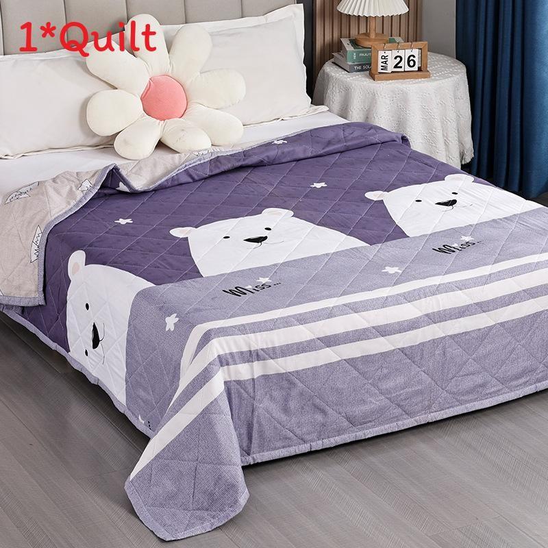 Flower Rabbit Green Leaf Print Pattern Duvet With Polyester Fill Bedroom For