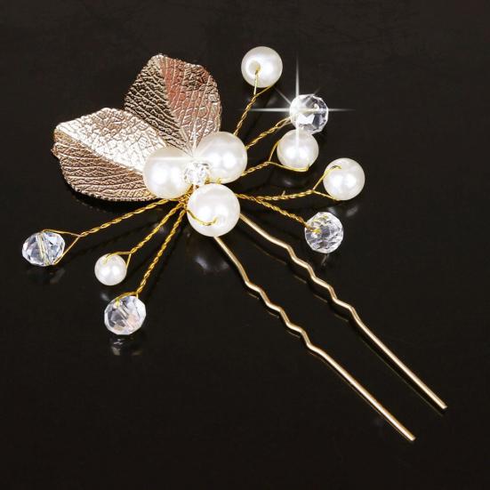 Women Ethnic Wedding Bridal Bridesmaid Decor Leaf Headpiece Hair Stick Hairpin