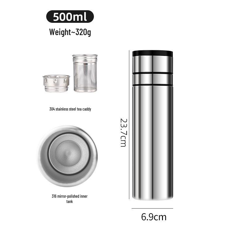 New 316 Stainless Steel Insulated Cup with Quick-Open Lid and Tea Separator