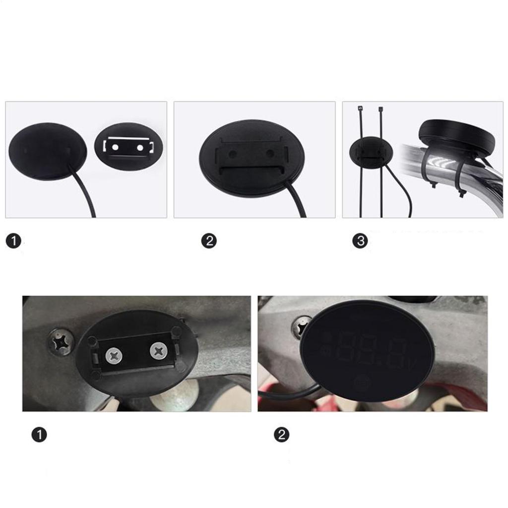 Mini Motorcycle Clock LED Display Small Motorbike Digital Clock Voltage Gauge For Women Teens Cycling Enthusiasts Commuting