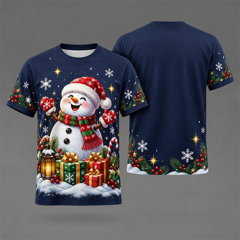 Men Women Christmas Theme Graphic T Shirt New In 3D Print Short Sleeve Funny Xmas Graphic Tee Holiday Party Casual Streetwear