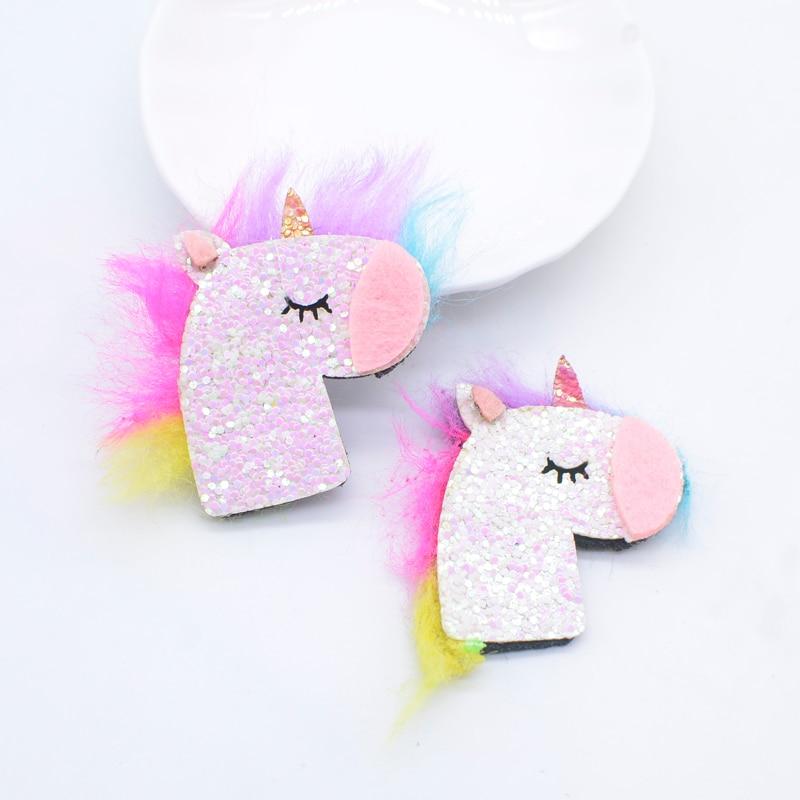 10 sztuk 45mm kolorowa grzywa jednorożec aplikacja Scrapbooking Ornamnet naszywki DIY artykuły rzemieślnicze