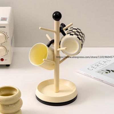 Égouttoir à tasses style Ins nordique couleur crème Étagère de rangement et d'étagères pour bureau de cuisine et de salle de bain Rangement pour cosmétiques